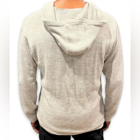 PAKA Handmade Alpaca Blend Men's Hoodie Long Sleeve Sweater Gray Size XL - Picture 2 of 5